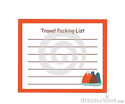 Checklist with empty space for notes, list for road, travel. Vector illustration for print Vector Illustration
