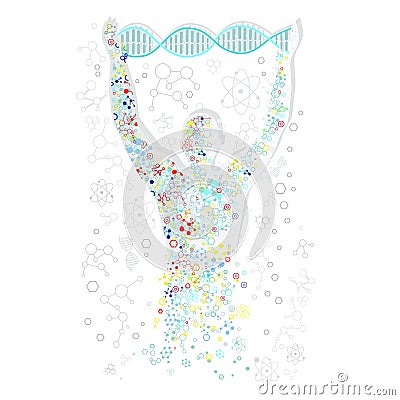 Form Man with Human DNA. Concept Scientific Vector Illustration