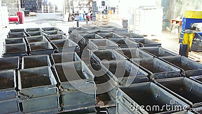 Form For The Manufacture Of Concrete Blocks, Close Up Stock Video