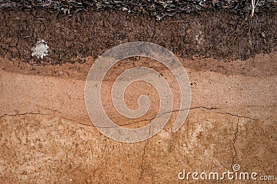 Form of soil layers,its colour and textures Stock Photo