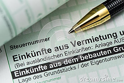 Form for the tax return to the German tax office Editorial Stock Photo