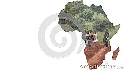 Forma del continente dell'Africa con la camminata vaga della gente Forma del continente dell'Africa con la camminata vaga della gente