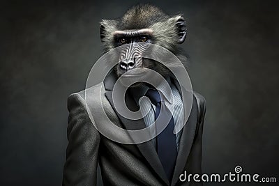 Formal Baboon Portrait for Business Cards and Presentations. Stock Photo