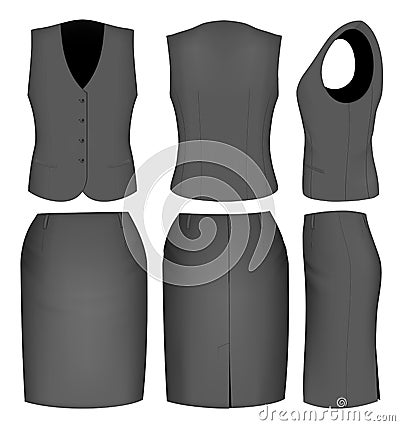 Formal black skirt suit for women Vector Illustration