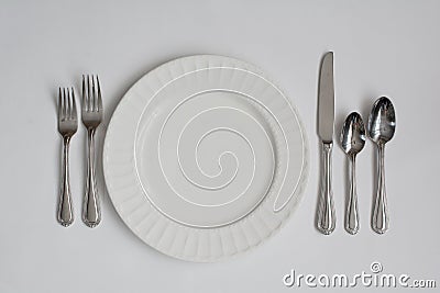 Formal Dinner Place Setting Utensils Stock Photo