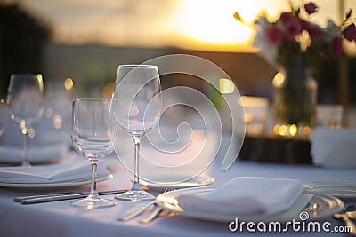 Formal dinner service at a wedding banquet Stock Photo