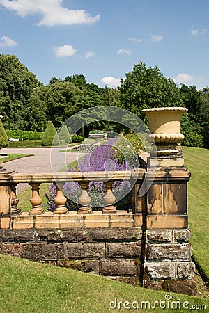 Formal Garden with Balustrade Stock Photo