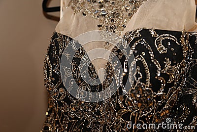 Formal garment industry- manufacturing fancy gowns for prom dress industry Stock Photo