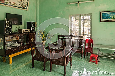 Formal living room at farm house in Nha Trang, Vietnam Editorial Stock Photo