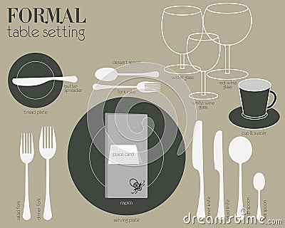 FORMAL TABLE SETTING Vector Illustration