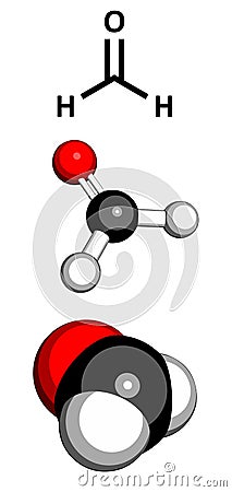 Formaldehyde (CH2O) molecule. Known carcinogenic agent and common indoor air pollutant Stock Photo