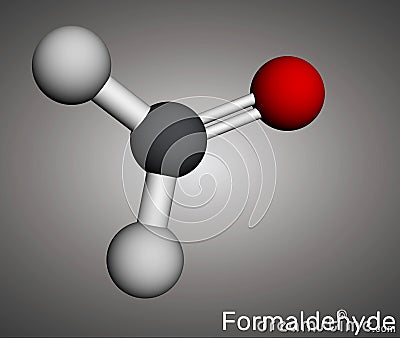 Formaldehyde, methanal, formalin, methylene oxide, methylaldehyde, oxomethane molecule. Molecular model. 3D rendering Stock Photo