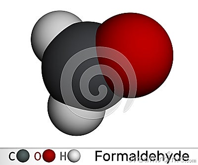 Formaldehyde, methanal, formalin, methylene oxide, methylaldehyde, oxomethane molecule. Molecular model. 3D rendering Stock Photo