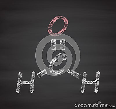 Formaldehyde (methanal) molecule. Important indoor pollutant Cartoon Illustration