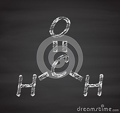 Formaldehyde (methanal) molecule. Important indoor pollutant Cartoon Illustration