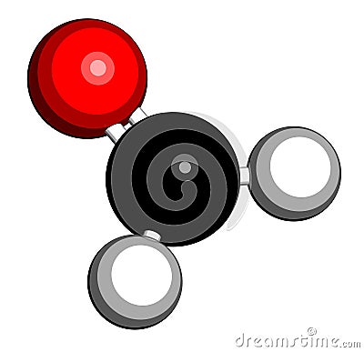 Formaldehyde methanal molecule. Important indoor pollutant. 3D rendering. Atoms are represented as spheres with conventional. Vector Illustration