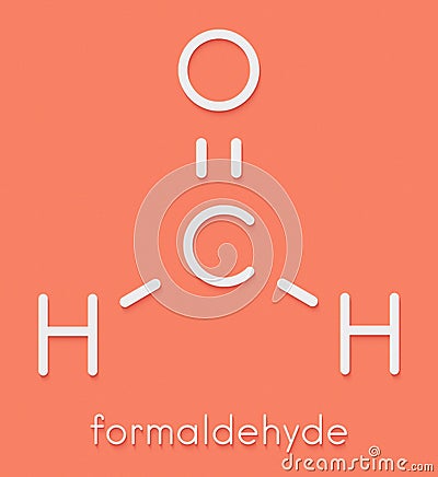 Formaldehyde methanal molecule. Important indoor pollutant. Skeletal formula. Stock Photo