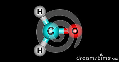 Formaldehyde molecular structure isolated on black Cartoon Illustration