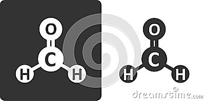 Formaldehyde pollutant molecule, flat icon style. Atoms shown as circles. Known carcinogen. Vector Illustration