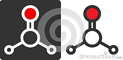 Formaldehyde pollutant molecule, flat icon style. Atoms shown as circles. Known carcinogen. Atoms shown as color-coded circles ( Vector Illustration