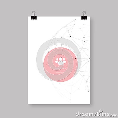 A4 / A3 Format paper design with text, minimal abstract sphere, paper clips and shadow Eps 10 vector illustration Vector Illustration