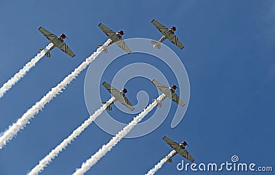 Formation flying at EAA AirVenture at Oshkosh Editorial Stock Photo
