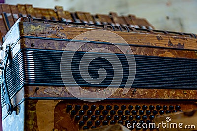 Former 120 bass student accordion for music school Stock Photo