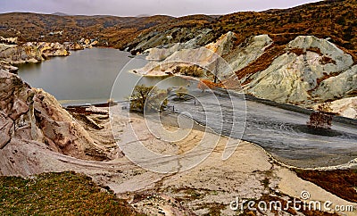 Saint Bathans Goidfields Tailings Lake Stock Photo