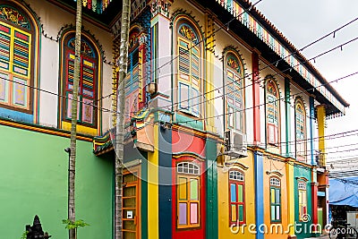 Former House of Tan Teng Niah in Singapore, colorful chinese villa in Little India District Editorial Stock Photo