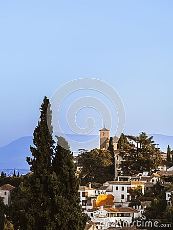 The former Moorish residential district of Albaicin in Granada, Andalusia, Spain Stock Photo