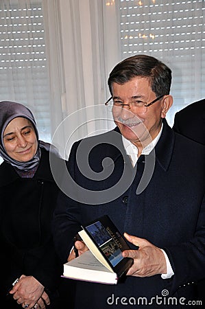 Former Prime Minister of Turkey, Ahmet Davutoglu and his wife in Kosovo Editorial Stock Photo