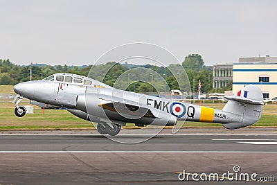 Former Royal Air Force Gloster Meteor T7 vintage jet warbird G-BWMF Editorial Stock Photo