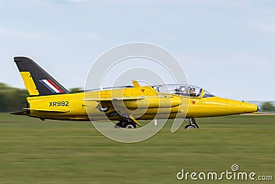 Former Royal Air Force RAF 1950`s era Folland Gnat T Mk.1 jet trainer aircraft G-MOUR. Editorial Stock Photo