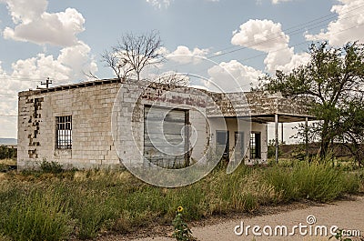 Former Service Station on Route 66 Stock Photo