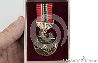 Former soviet union honor for hard work on Orenburg gas pipeline Editorial Stock Photo