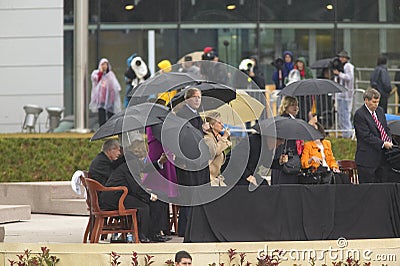 Former US President Bill Clinton, former US First Lady and current US Sen. Hillary Clinton, D- NY, President George W. Bush and ot Editorial Stock Photo