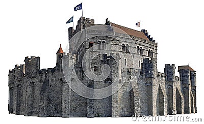 A formidable flemish castle isolated image Stock Photo