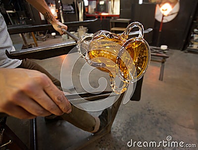 Forming Glass in Factory Stock Photo