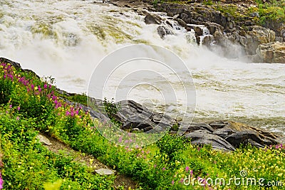 Formofossen waterfall, powerful river in Norway Stock Photo