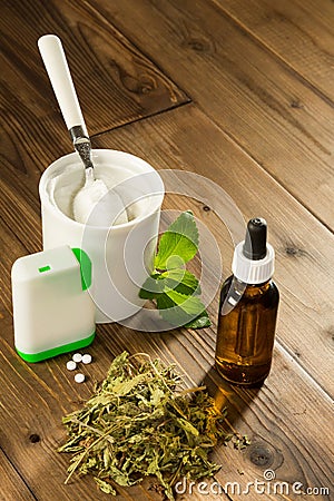 Forms of Stevia sweetener Stock Photo