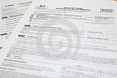 Forms W-8BEN and W9 Stock Photo