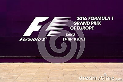 Formula 1, Grand Prix of Europe, Baku 2016 banner Editorial Stock Photo