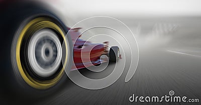 Formula one car speeding Stock Photo