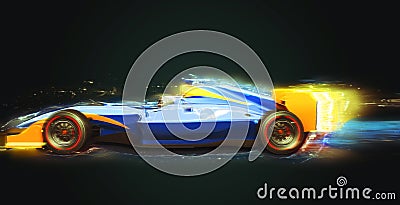 Formula One race car with light trail Stock Photo