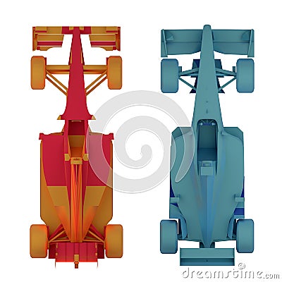 Formula 1 race car top view 3d rendering Stock Photo