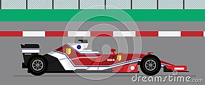 Formula 1 race red detailed car. detailed car Vector Illustration