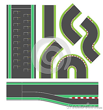 Formula race track line set Vector Illustration