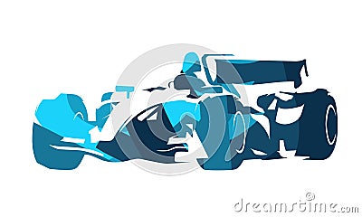 Formula racing car, abstract blue illustration Vector Illustration