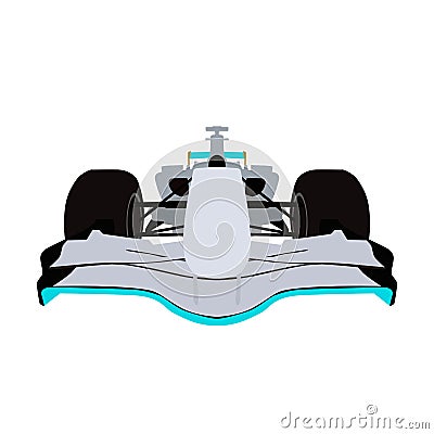 Formula racing car, front view Vector Illustration