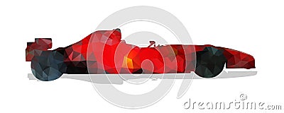 Formula racing car. Red geometric vector Vector Illustration